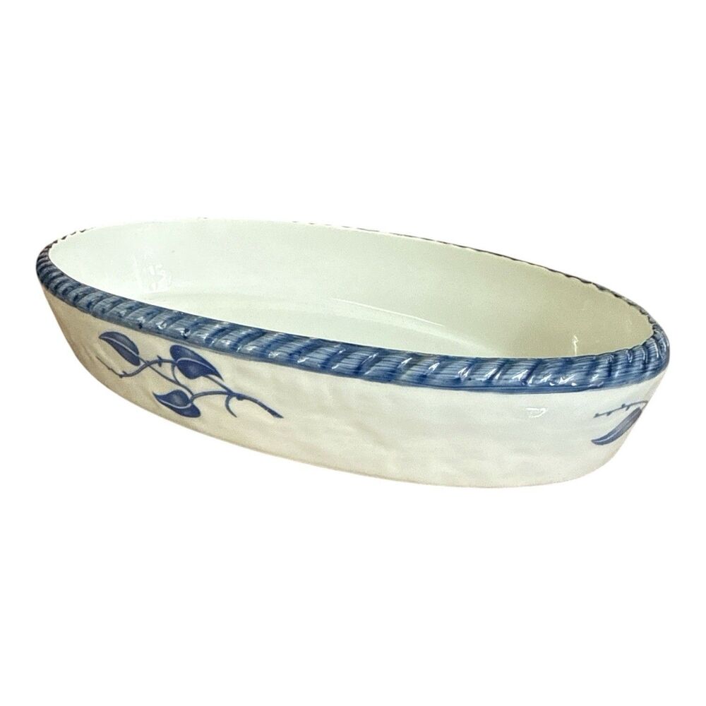 Rosenthal F/1 White & Blue Floral Porcelain Oval Serving Bowl